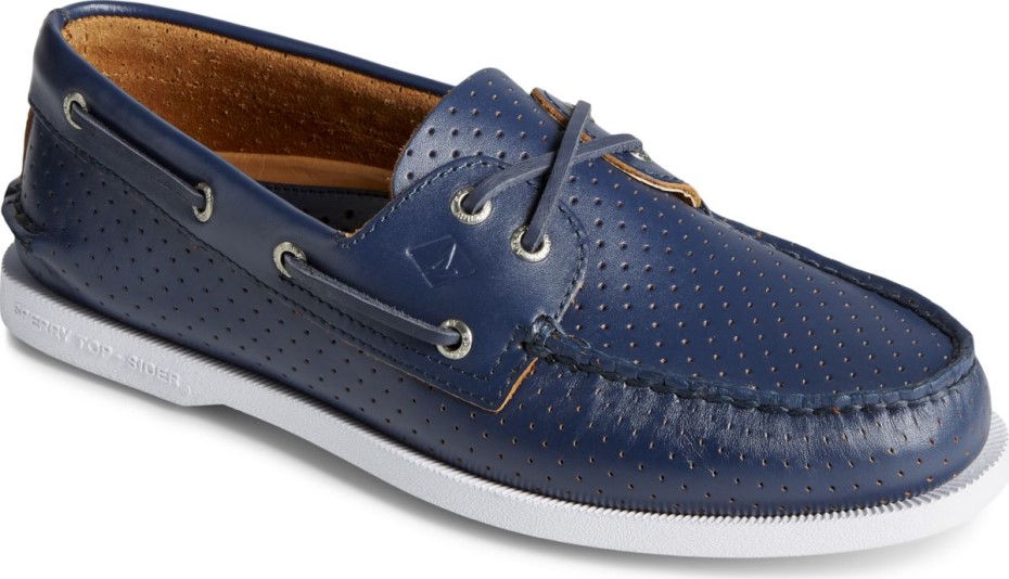 Auténtico Y Original Náutico Perforado Con 2 Ojales Sperry Azul Marino