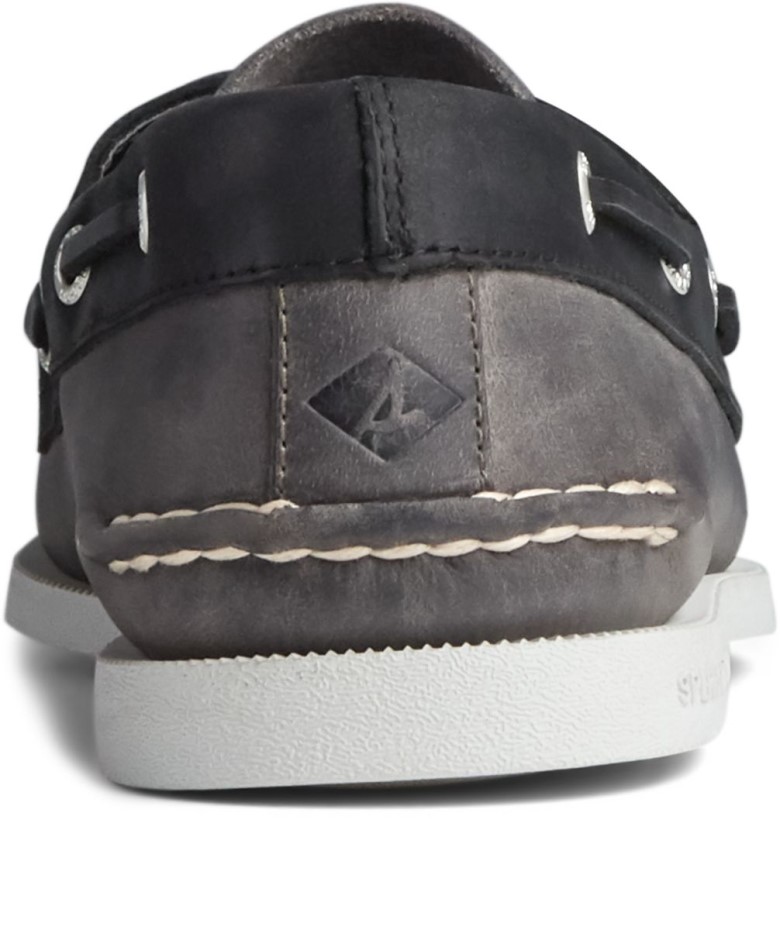 Náutico Original Auténtico 2 Ojales Wild Horse Gris Sperry Negro
