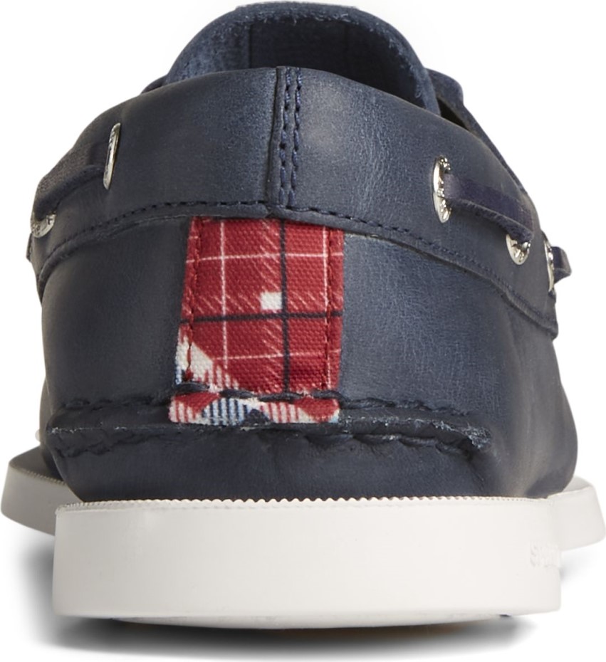 Náutico De Piel Con 2 Ojales Americana Original Auténtico Azul Marino Sperry