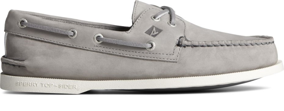 Náutico De Piel Con Cordones Cruzados Original Auténtico Gris Sperry
