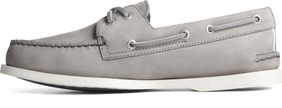 Náutico De Piel Con Cordones Cruzados Original Auténtico Gris Sperry