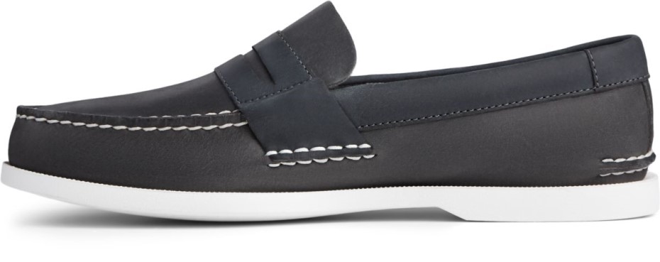 Auténtico Y Original Mocasín Penny De Felpa Azul Marino Sperry