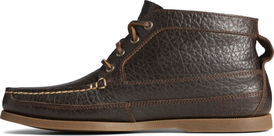 Chukka Náutica Original Auténtica De Piel Abatanada Marrón Oscuro Sperry