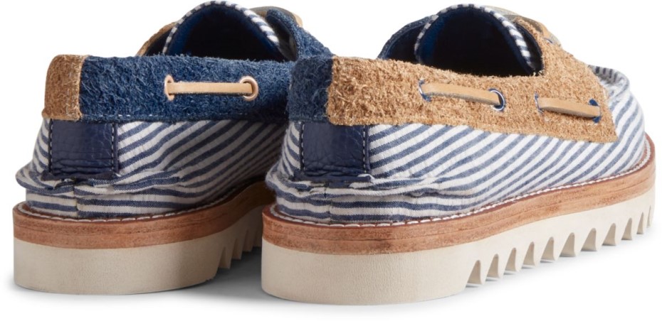 Cloud Auténtico Original Seersucker Náutico De 2 Ojales Sperry Azul Marino