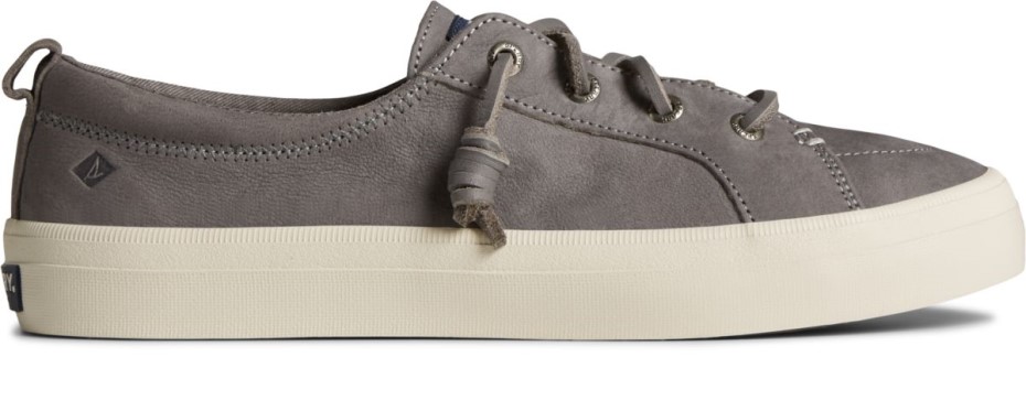 Zapatilla De Deporte Crest Vibe De Piel Abatanada Gris Oscuro Sperry