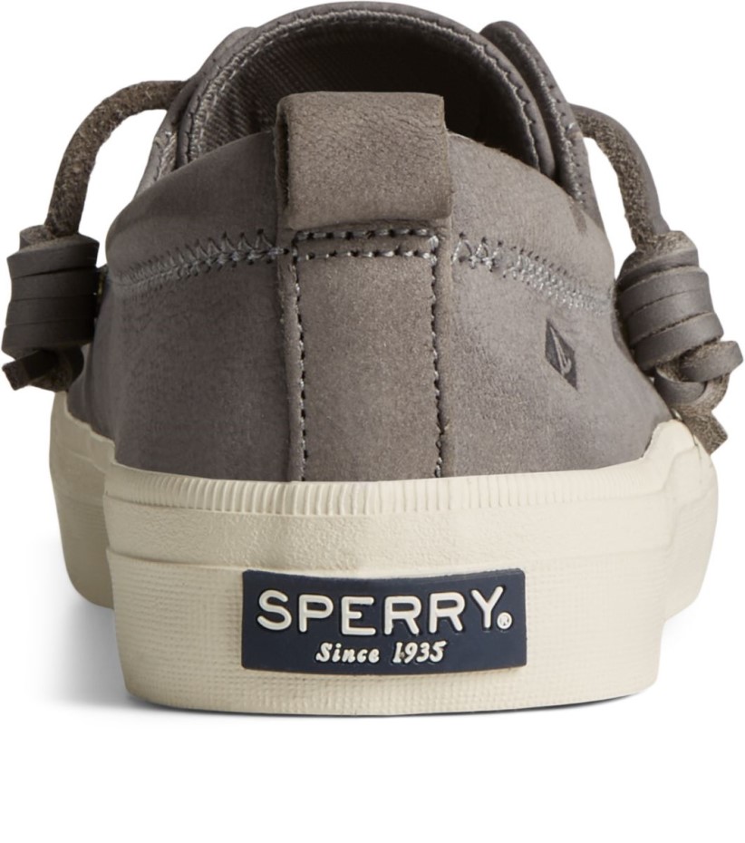 Zapatilla De Deporte Crest Vibe De Piel Abatanada Gris Oscuro Sperry