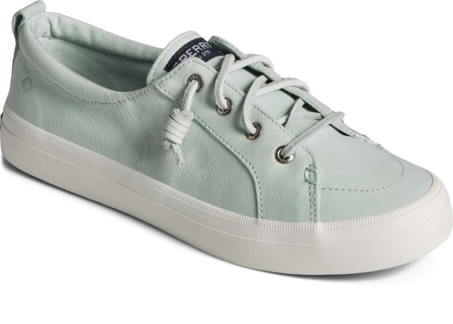 Zapatilla De Deporte Crest Vibe De Cuero Caído Vidrio Azul Sperry