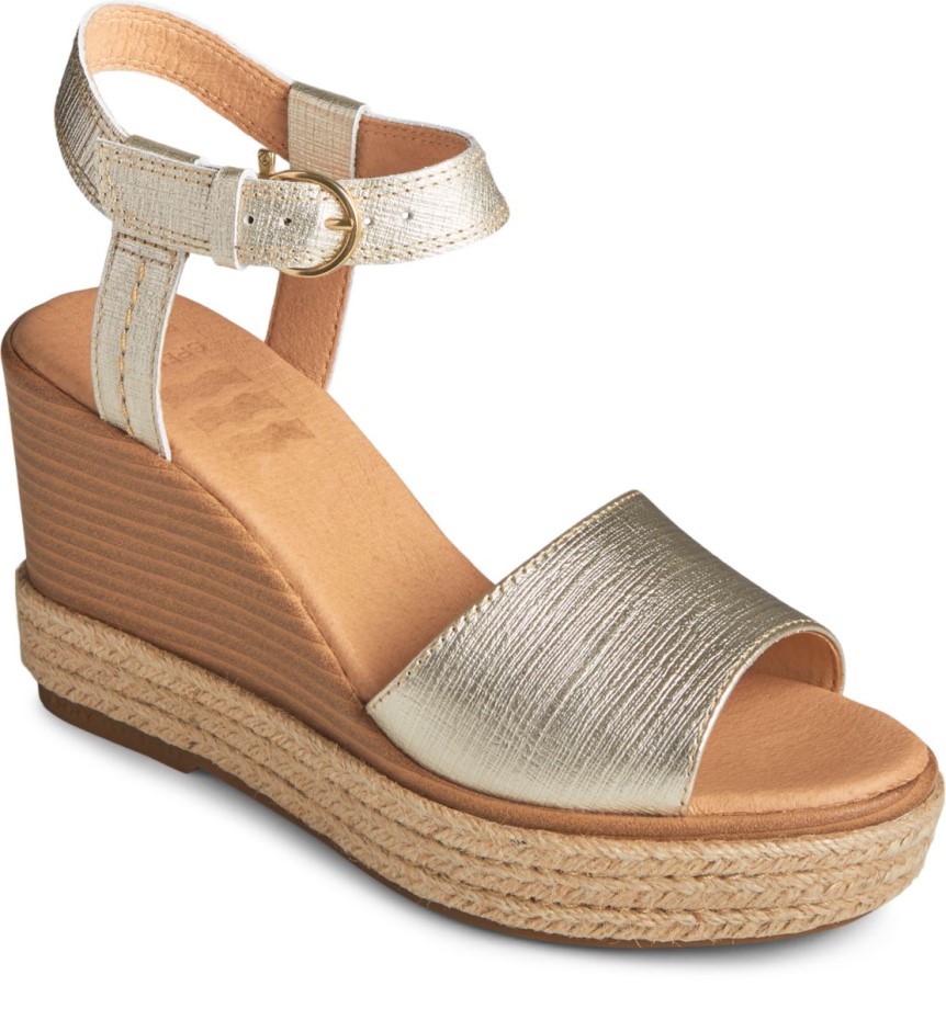 Sandalia De Cuña Fairwater Plushwave Oro Sperry