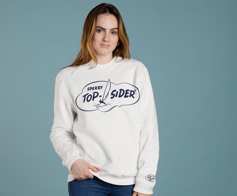 Sudadera Con Cuello Redondo Nube Made In Usa Blanco Sperry