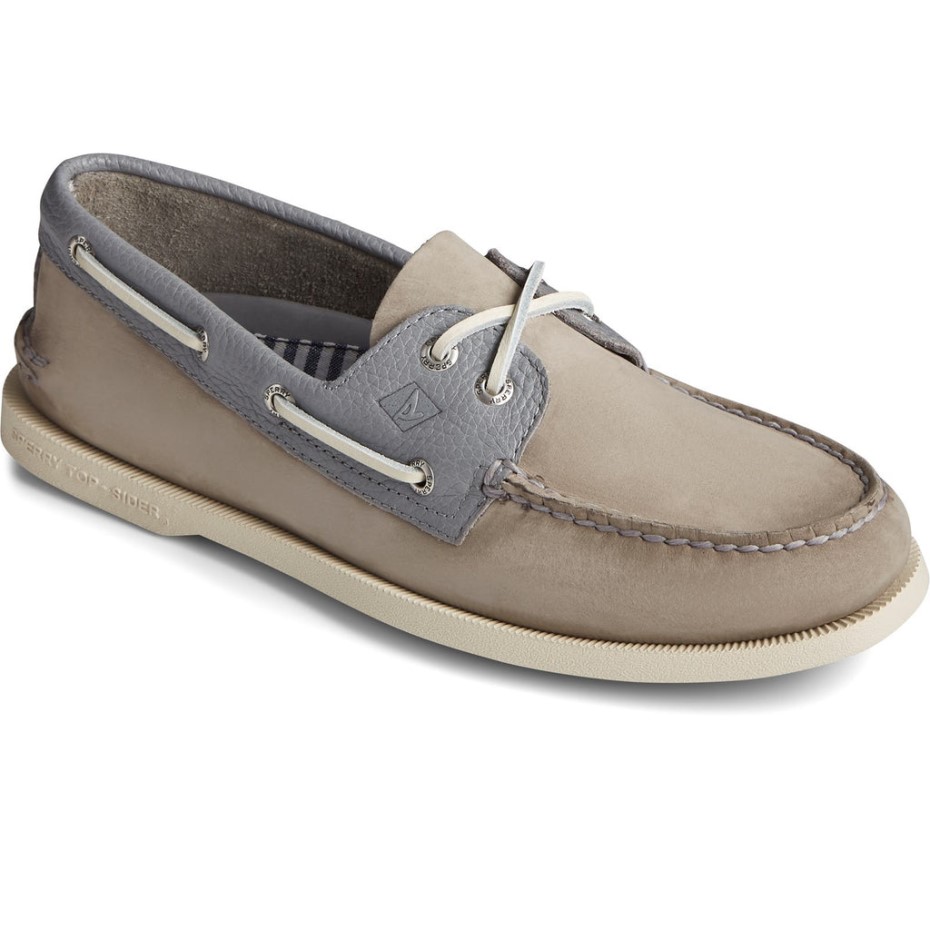 Zapatos De Hombre A/o 2-eye Tumbled/nubuck Lace Gris Sperry