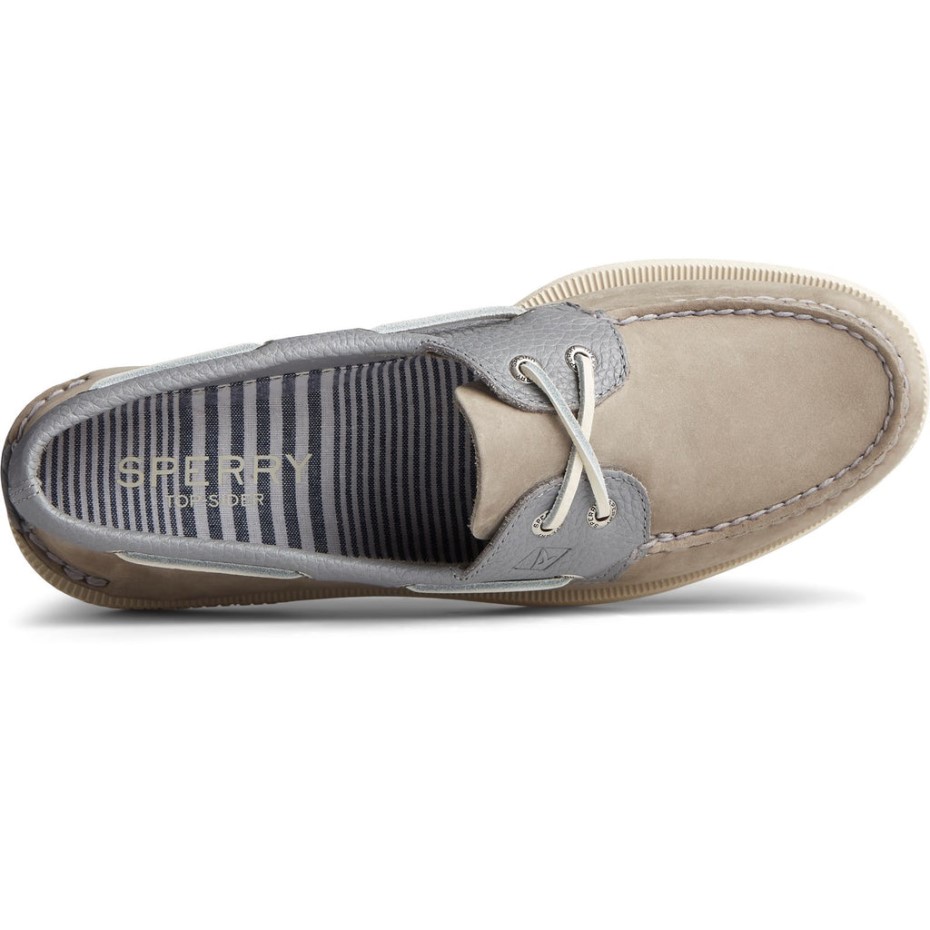 Zapatos De Hombre A/o 2-eye Tumbled/nubuck Lace Gris Sperry