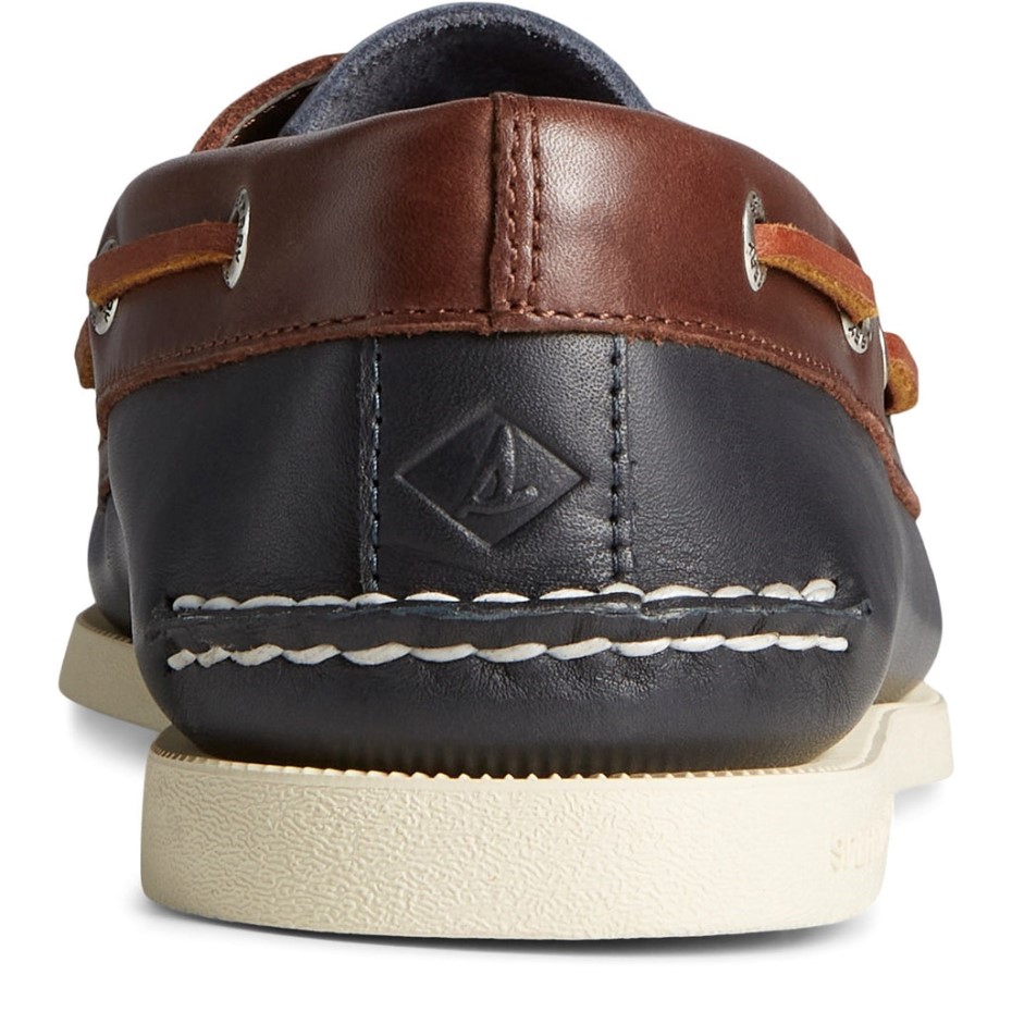 Zapatos De Hombre Auténticos Originales Con 2 Ojales Tritono Azul Marino Sperry