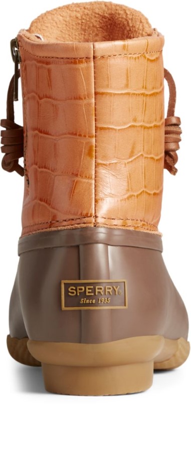 Bota De Pato De Piel De Cocodrilo De Agua Salada Marrón Sperry