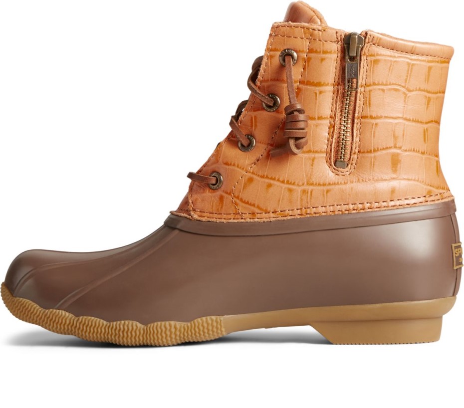 Bota De Pato De Piel De Cocodrilo De Agua Salada Marrón Sperry