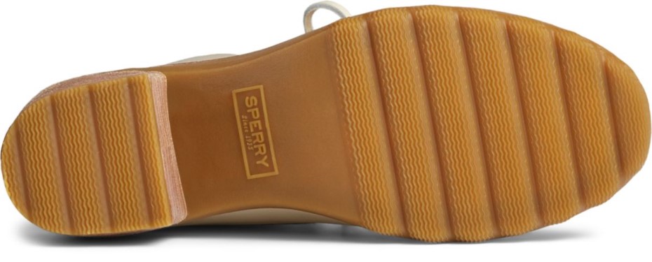 Tacón De Agua Salada Bota De Pato De Cuero Sperry Marfil