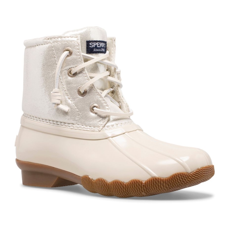 Bota De Agua Salada Metalizada Marfil Sperry