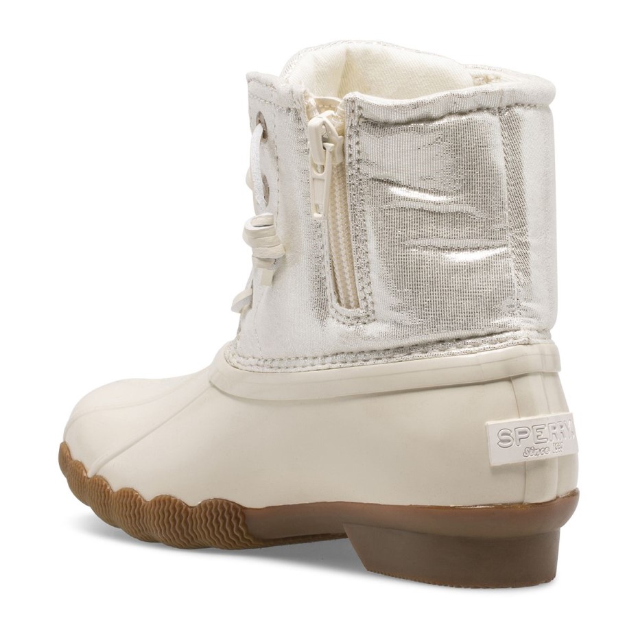 Bota De Agua Salada Metalizada Marfil Sperry
