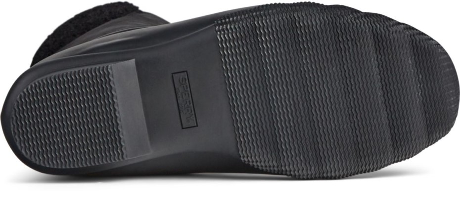 Bota De Pato De Cuero Alto Y Acogedor Para Agua Salada Sperry Negro