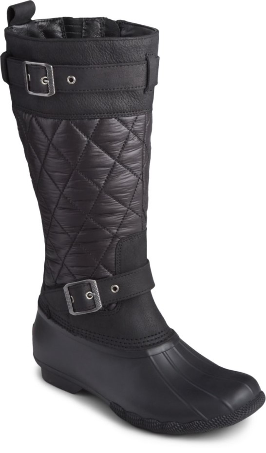 Bota De Agua Salada Alta De Nailon Negro Sperry