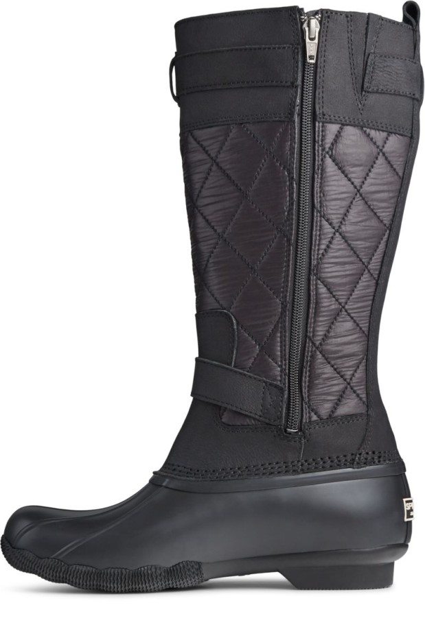 Bota De Agua Salada Alta De Nailon Negro Sperry