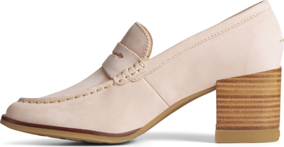 Mocasín De Cuero Con Tacón Penny Seaport Rosa Sperry