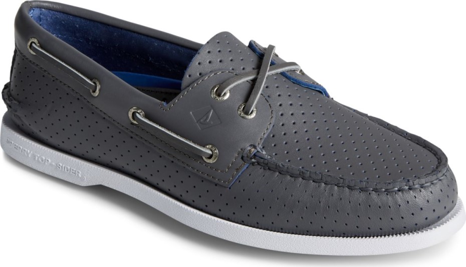 Náutico Perforado Con 2 Ojales Original Auténtico De Sperry Gris