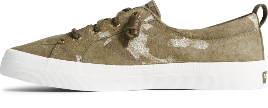Sperry Crest Vibe Camo Zapatillas De Deporte De Cuero Metalizado Verde Oliva