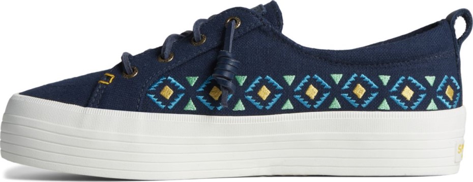Sperry Crest Vibe Plataforma Bordada Zapatilla Azul Marino