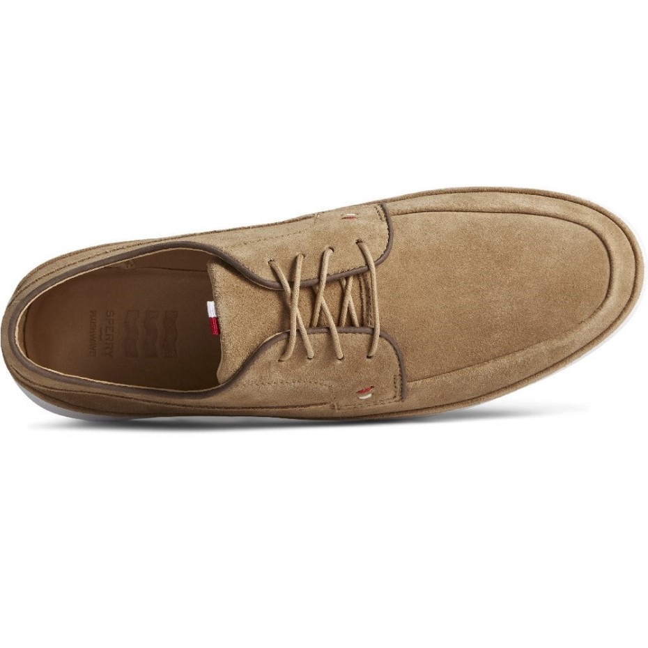 Sperry Hombre Oro Cabo Plushwave Encaje Zapatos Bronceado