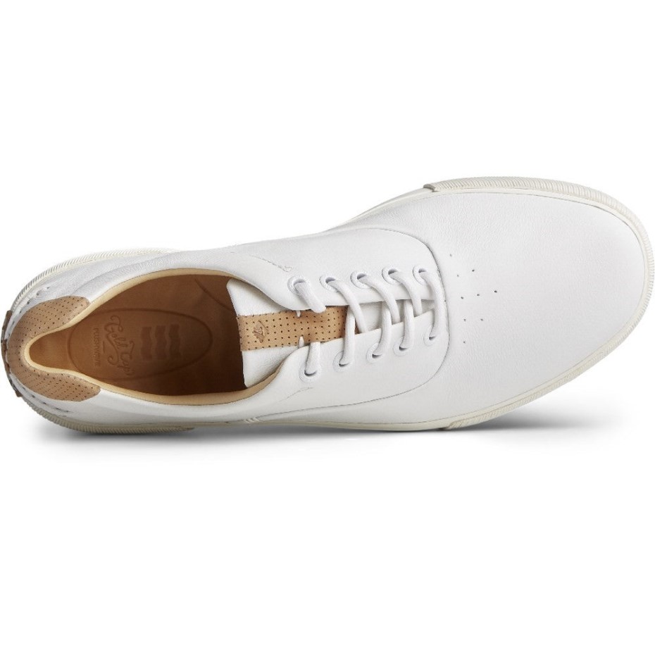 Sperry Hombre Oro Striper Plushwave Encaje Zapatos Blanco