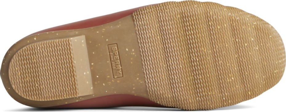 Bota De Pato De Cuero De Lujo De Invierno De Agua Salada Sperry Thinsulate Tan Rojo