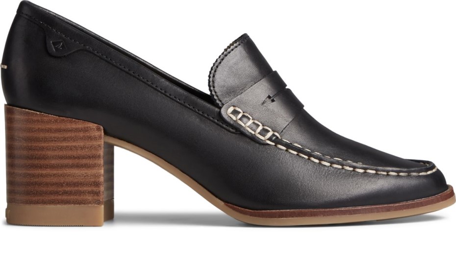 Mocasines De Cuero Con Tacón Penny Seaport Sperry Negro