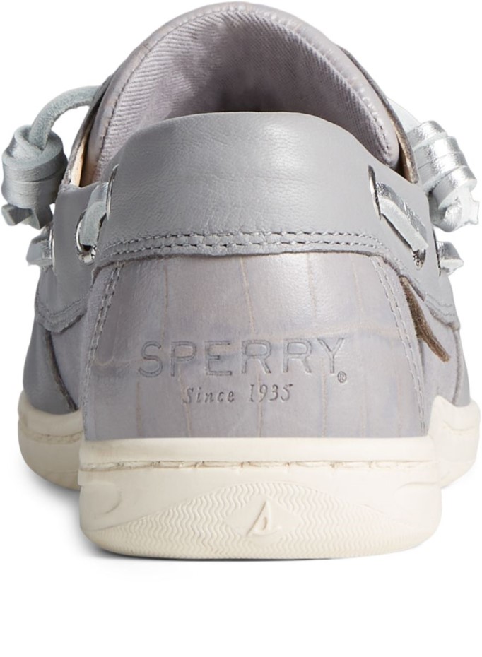 Náutico De Piel De Cocodrilo Con Pez Cantor Sperry Gris