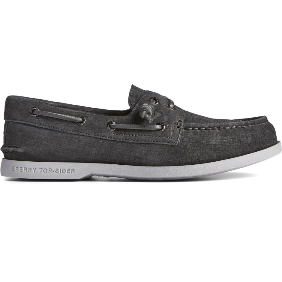 Sperry - Jaque Mate Original Y Auténtico Con 2 Ojales De Felpa Para Mujer, Color Negro