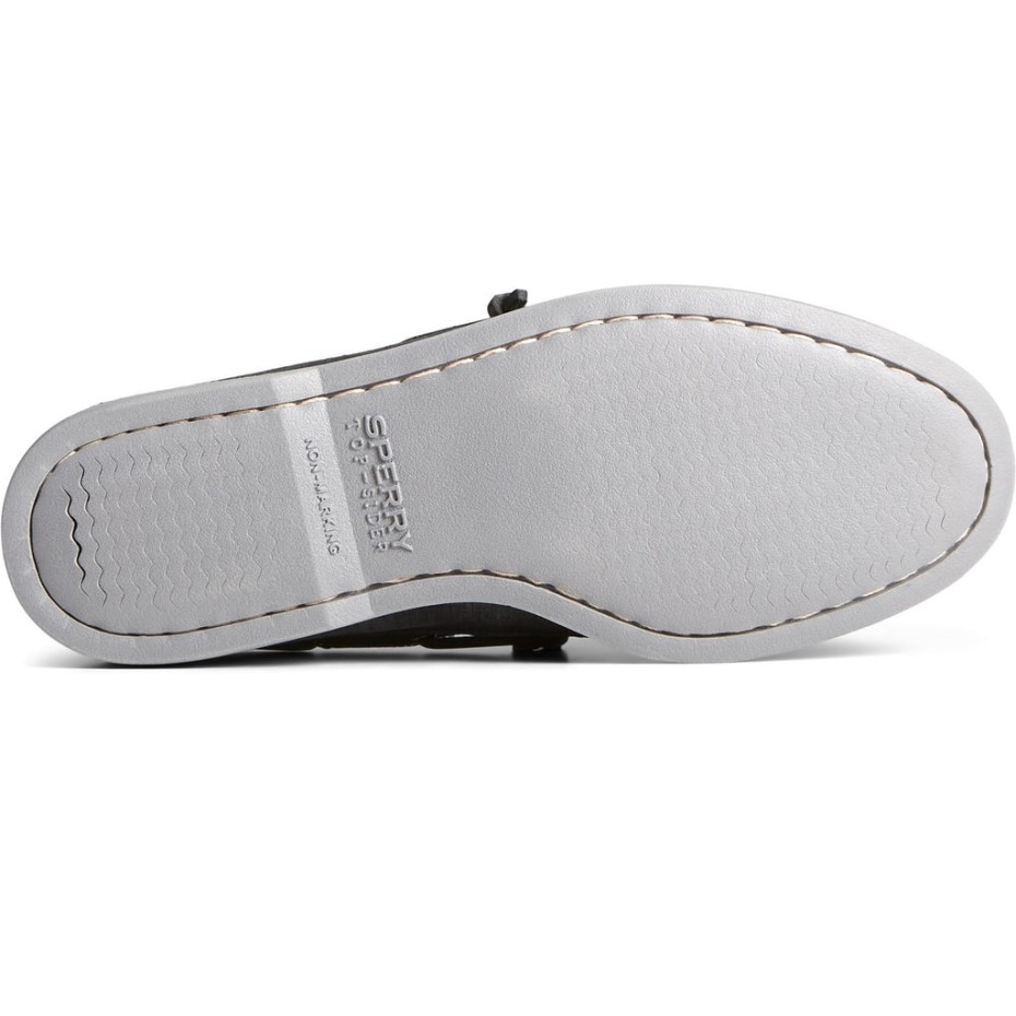 Sperry - Jaque Mate Original Y Auténtico Con 2 Ojales De Felpa Para Mujer, Color Negro