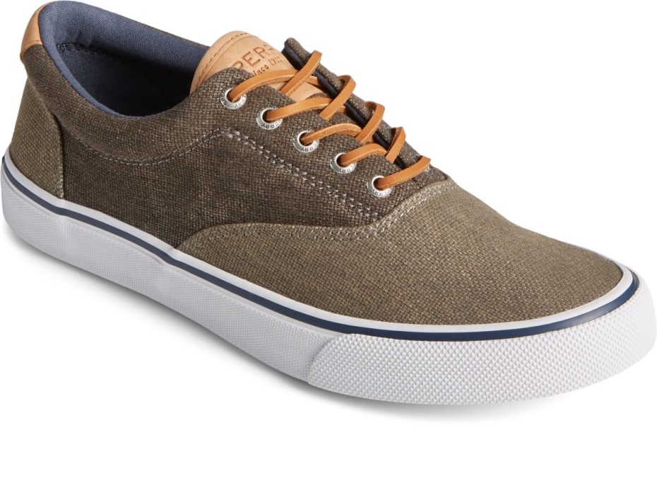Zapatilla De Deporte De Lona Cerosa Striper Ii Cvo Verde Oliva Tonal Sperry