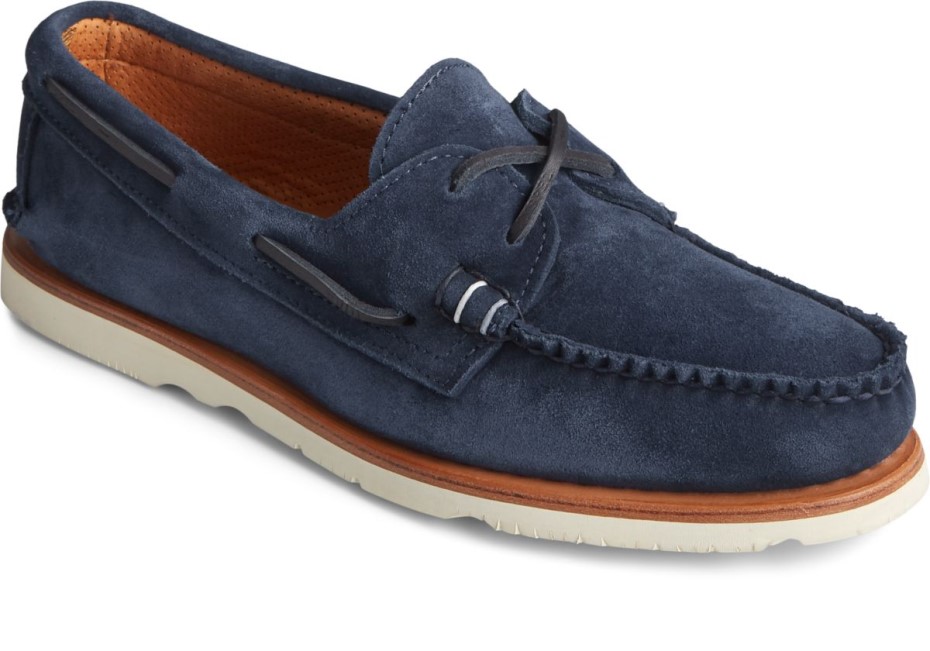 Sunspel X Sperry Auténtico Original Náutico De Ante Con 2 Ojales Azul Marino Sperry