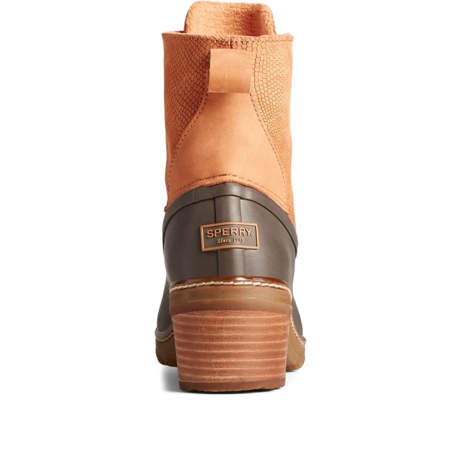 Botín Mujer Tacón Agua Salada Serpiente Marrón Sperry