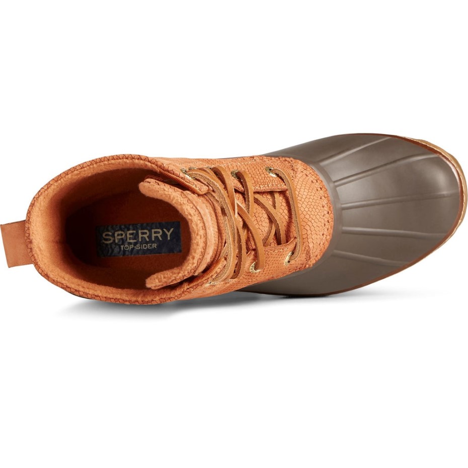 Botín Mujer Tacón Agua Salada Serpiente Marrón Sperry