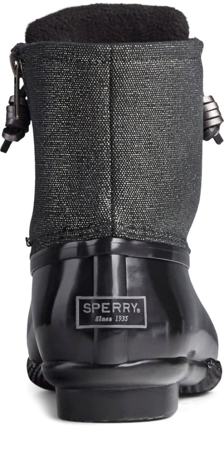 Bota Para Mujer Saltwater Sparkle Duck Weather Black Silver Sperry